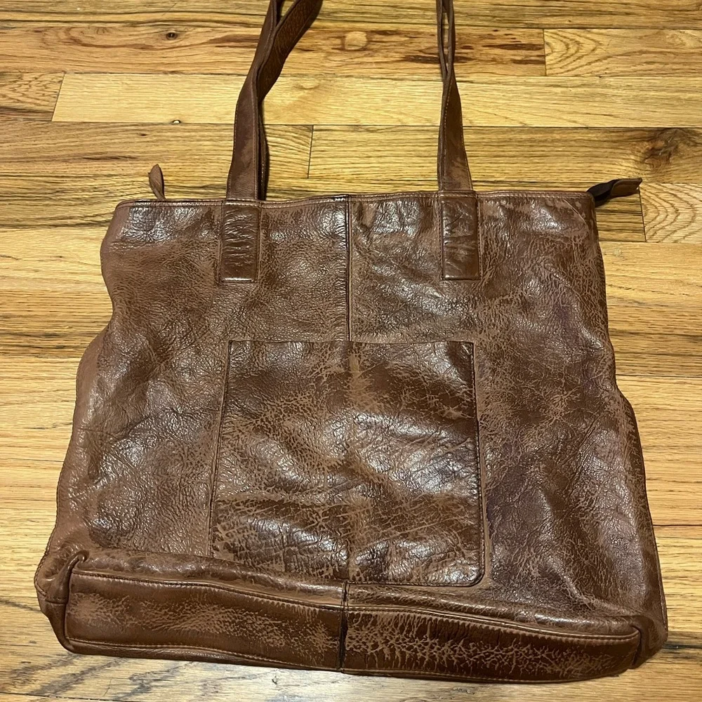 Vintage Brown Leather Men's Tote